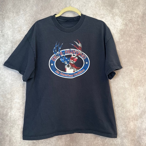 Other - Vintage 90s Deer Hunting An American Tradition Deer Flag Size XL Navy Blue